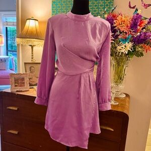 Elegant  Lavender Brush Silk Mini Dress